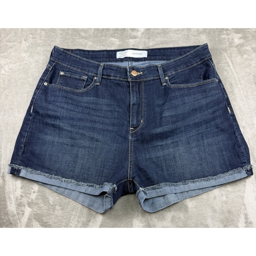 Levi's Strauss Signature Jean Shorts Women's Size 16 Cuffed High‎ Rise Stretch